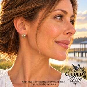 Rachel Zoe MOP CZ Butterfly Stud Earrings 925 Silver Gold Tone NIB